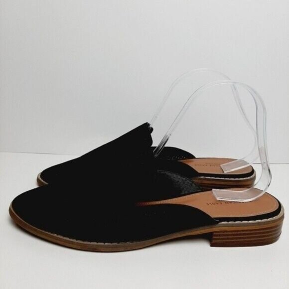 AEO American Eagle Flat slip-on Shoes Mules Black Faux Suede Sz 9 - Picture 6 of 13